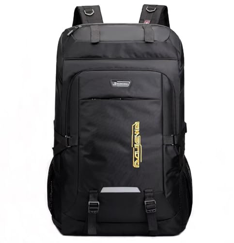 Ezmina 80L Wanderrucksack Wasserdicht Camping Rucksack Trekkingtasche Schwarz Wandern Tagesrucksack Reiserucksack für Damen und Herren Großer Rucksack für Touring Klettern Outdoor Sport, Schwarz