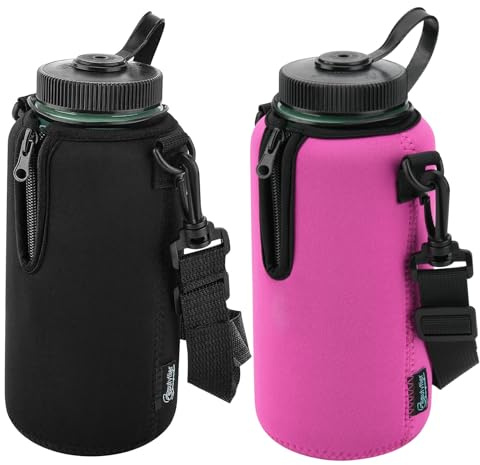 Beautyflier 2pcs Neoprene Sleeve for Nalgene Water Bottles, Compatible with Nalgene 32 oz Wide Mouth Water Bottles, Prevents Condensation, Insulates Beverages Bottle Carrier for Backpack, Hiking, Gym