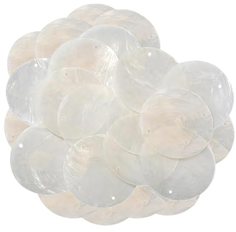 Capiz Shells - Naturalschale mit Loch | 100pcs Muscheln zum Handwerk | Flat Shell Perle für Schmuck Making Halskette Ohrring | Capiz -Shells für Home Decoration Muschelzauber