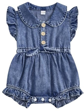 PanLidapan Newborn Baby Girl Dungarees Denim Overalls Summer Clothes Fashion Short Sleeve Shorts Romper for Girls Jumpsuit Onesie Outfits (Blue, 3-6 Months)