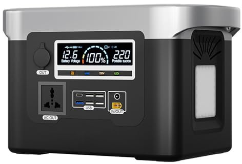 Powerbank, tragbarer Outdoor-800W 220V Nachtmarktstand mit großer Kapazität Selbstfahrende Tour Camping Energiespeicher Stromausfall Notfall, Schwarz-600Wh