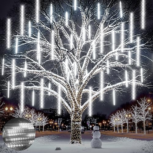 Ehomfory Meteorschauer Lichterkette Außen 540 LED 15 Röhren 30 CM Weihnachtsdeko Aussen, Wasserdichten Eiszapfen Lichterkette Außen für Weihnachten, Halloween, Weihnachtsbäume, Hochzeit, Innenhof