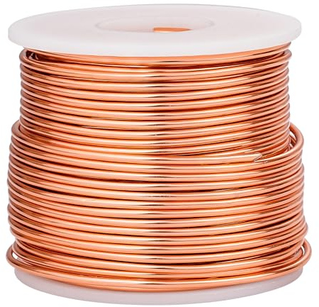 CREATZONE - Alambre metálico de cobre y aluminio (2 mm, calibre 12, 131 pies), alambre metálico para armadura, para joyas de bricolaje, bonsáis, muñecas, esqueletos