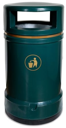 Cocus Large 120L Outdoor Litter Bin – Heavy Duty Street Waste Bin with Fixings, Playground & School Rubbish Bin for Public Spaces (Dark Green)