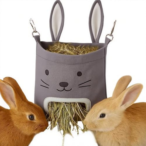 Bunny Heu Tasche - Hängbare Kleintier Heuraufe - Aufbewahrungsbeutelhalter für Chinchillas Kleintiere Nagerkäfig Zubehör