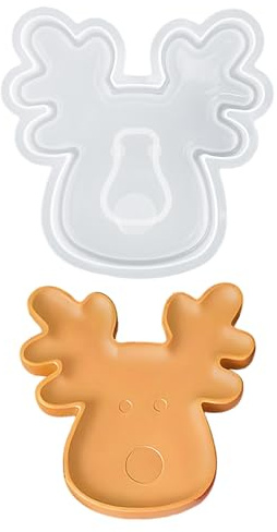 Silikonformen Gießformen Tablett, Silikonform Weihnachten Tablett Gipsformen zum Gießen Eichhörnchen Elch Silikonform Teller Epoxidharz Formen für DIY Obsttablett Untersetzer Schmuck Teller (02)