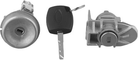 FACAIIO Serrure de porte interrupteur cylindre Ford Fiesta 2011-19 avec 2 clés, BE8Z-542199, allumage en métal, argent