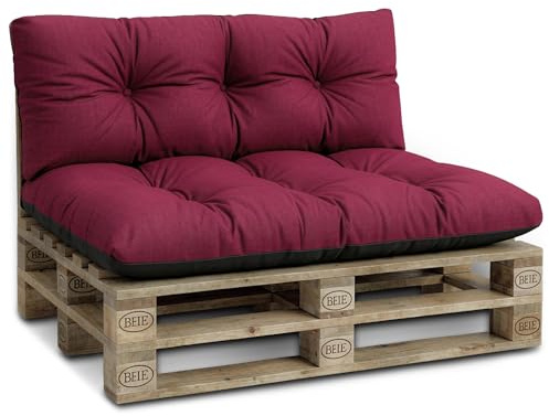 Amazinggirl Palettenkissen Outdoor Kissen Sitzkissen 120x80 cm - Auflagen für Paletten Europaletten Palettensofa und Palettenmöbel Palettenpolster Outdoorkissen Gartenkissen Bordeaux