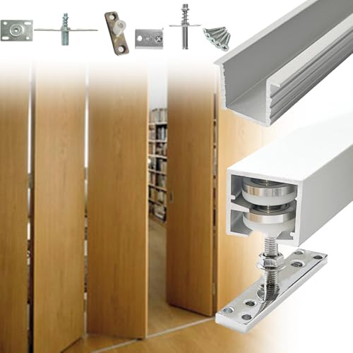 Box Rail Bifold Door Sliding Hardware Kit, Closet Folding Door Track with Rollers, Sliding Barn Door Tracks for Interior Partition Doors(10-Door(Both Sides),4m/13.1ft)