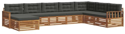 vidaXL Sofagarnituren 8 pcs Natur und Anthrazit Massivholz Akazie, Garten Lounge, modernes Outdoor Sofa, strapazierfähiges sectional, Terrassenmöbel für Bequeme Sitzgelegenheiten