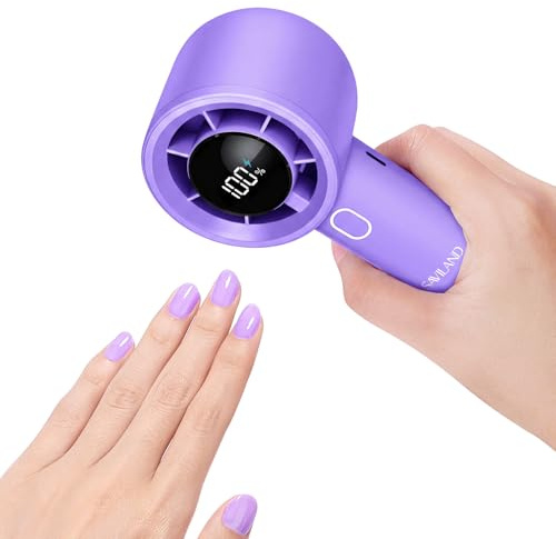SAVILAND Nail Dryer for Regular Polish: 100 Speed Turbo Wind Fast Drying | 2000mAh Nail Dryer Low Noise Portable Electric Handle Nail Dryer for On The Go Use Nail Salon Dark Purple 2.5W