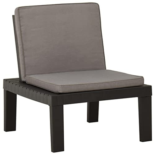 RCODSSK Gartenstühle mit gepolsterten Auflagen, 4 Stück Lounge Gartenstühle aus Kunststoff in Grau mit abnehmbaren Kissen