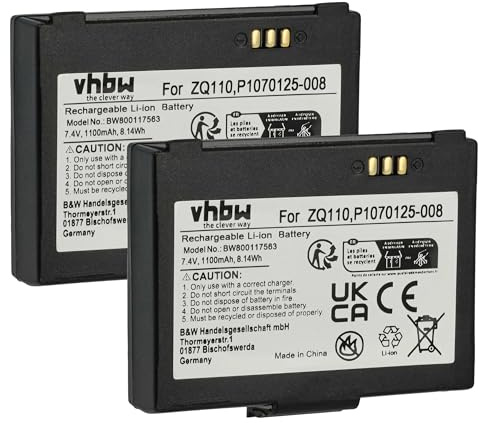 vhbw 2X Akku Ersatz für Bixolon K409-00007A | PBP-R200 für Barcodescanner POS (1100 mAh, 7,4 V, Li-Ion)
