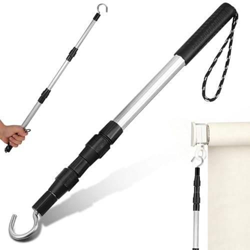Garneck 90 cm Loft Ladder Pole with Hook, Telescopic Pull Down Kit, 35.4in | Loft hatch opener and caravan awning hook, aluminium alloy, compact storage, for garage doors and ceiling access extendable