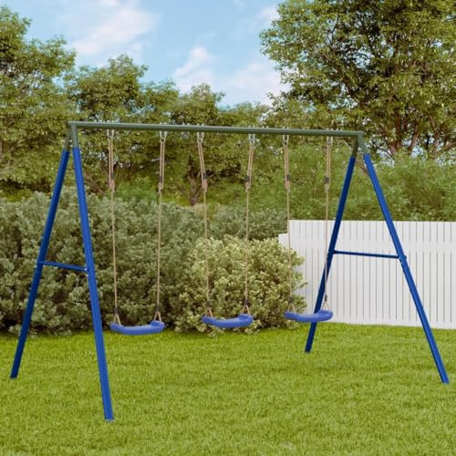 Ordellia Schaukelgestell für den Außenbereich aus lackiertem Stahl, 273,5 x 185 x 185 cm, 6 Aufhängehaken, für Schaukelsitz, Nestschaukel, Trapez, Garten, Spielplatz, mit Erdnägeln für sicheren Halt