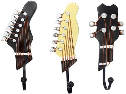 KUNGYO vintage gitarre geformt dekorative haken rack kleiderbügel für hängenden kleidung mäntel handtücher schlüssel hüte metall harz haken wand montiert schwere (3-Pack)