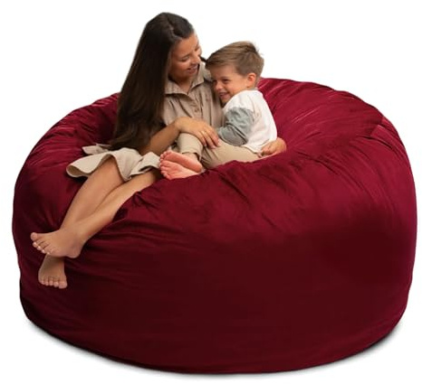 ULTIMATE SACK 6000 6-Foot Oversized Bean Bag Chair, Burgundy Suede Cover