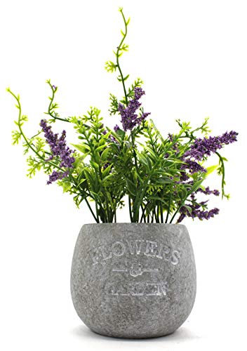 DARO DEKO Kunst-Pflanze Lavendel mit Stein-Topf Ø 16 cm x 22cm 1 Stück