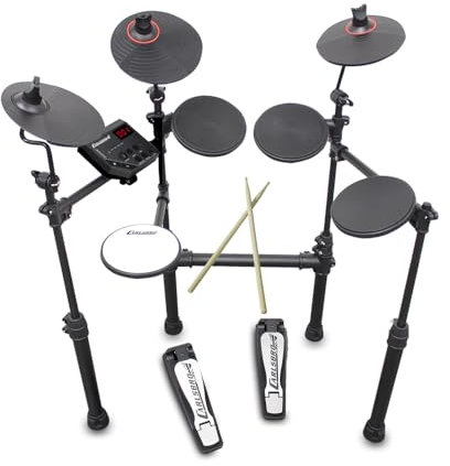 Carlsbro CSD100R 7-Piece Beginner Electronic Drum Kit with Sticks – Ideal Starter Electronic Drum Kit for Adults & Kids, Compact & Foldable with 50 Lessons Included