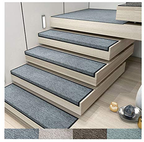 WOHAUSHALT Stufenmatten ，rechteck rutschfeste Teppich treppenmatten teppiche，15 stück tufenmatten Treppen-Teppich，Stufenmatten 55 * 25cm (Color : Grey Blue)