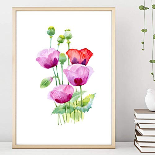 Din A4 Kunstdruck ungerahmt Mohnblumen Blumen Mohn Klatschmohn Natur Aquarell Druck Poster Bild