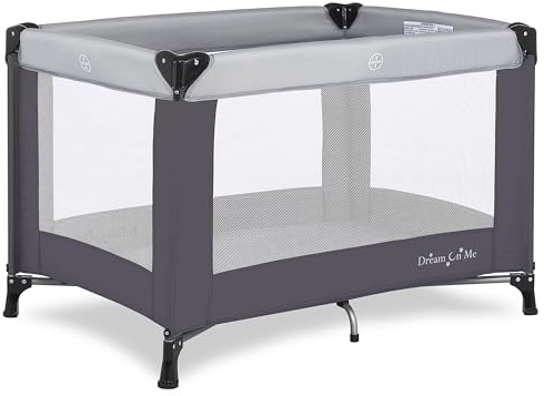 Dream On Me Nest Portable Baby Playard, Lightweight Foldable Travel Play & Nap Space with Carry Bag, Breathable Mesh Sides for Infants & Toddlers, Compact Indoor Outdoor Use, Grey