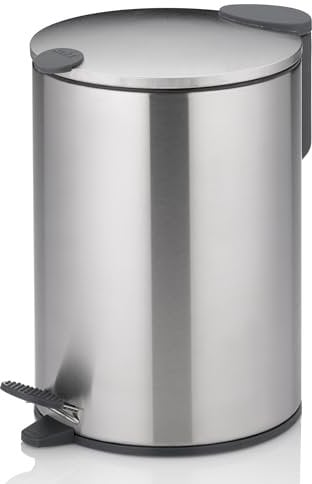 kela Kosmetikeimer Mats, 3 L, Ø 17 cm, Metall, silber matt, Silent-Close, herausnehmbarer Inneneimer mit Tragehenkel, rutschhemmender Boden, 23615