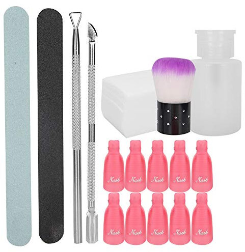 Juego de eliminación de gel para uñas, kit de herramientas para quitar esmalte de uñas, kit de herramientas para quitar esmalte de uñas con clips para uñas, removedor de clip para gel, removedor de cl