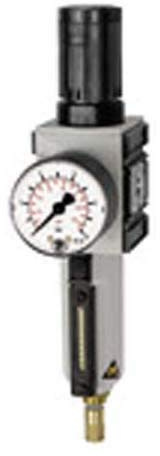 RIEGLER FU 822-M-16 FUTURA Filterregler mit Metallbehälter, Sichtrohr und Manometer, Vollautomatisch, Baugröße 1, 0,5-16 bar, G 3/8