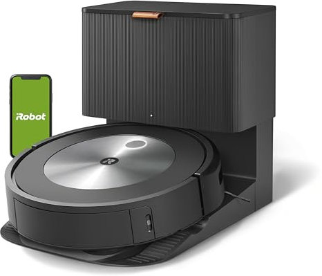 iRobot Roomba j7+ (7550) Self-Emptying Robot Vacuum – Identifies and avoids obstacles like pet waste & cords, Empties itself for 60 days, Smart Mapping, Works with Alexa, Ideal for Pet Hair