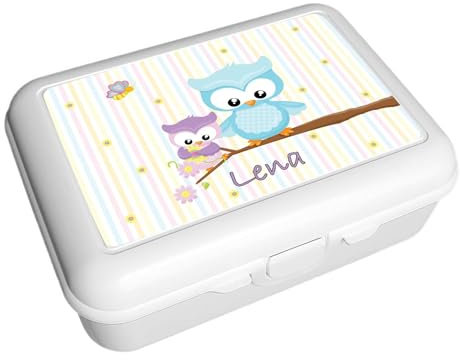 CreaDesign, Kinder Brotdose, Lunchbox, Vesperbox weiß mit Fächern Einsatz, ideal für Kita, Kindergarten und Schule, Eule Frühling, 13,9 x 19 x 7 cm, Volumen 1 Liter