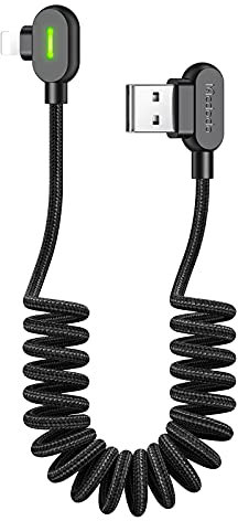 mcdodo ladekabel iphone abgewinkelt Spiralkabel 90 grad,Auto car play Spiral Kabel Datentransfer Kompatibel mit iphone 14 13 12 11 X XR 8 7 6 5 plus/IOS