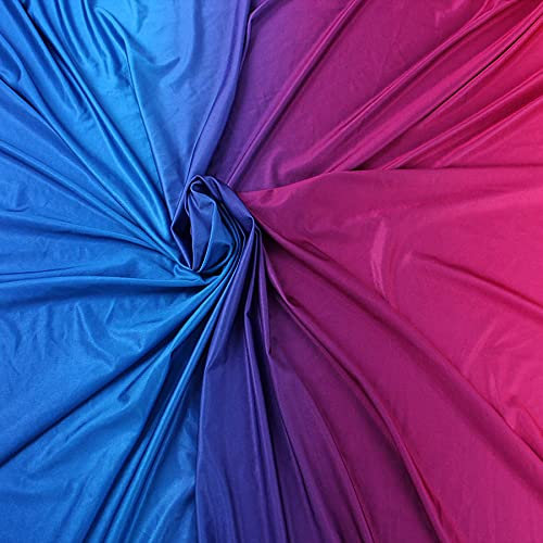 Ombre Spandex Stoff 2 Ton Farbverlauf Lycra für lateinische Kleidung Sportbekleidung 150 cm Meterware (blau bis fuchsia)