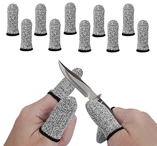 Molain Finger Cots Cut Resistant Protection, 10 Pieces Reusable Finger Thumb for Work,Kitchen,Garden,Sculpture