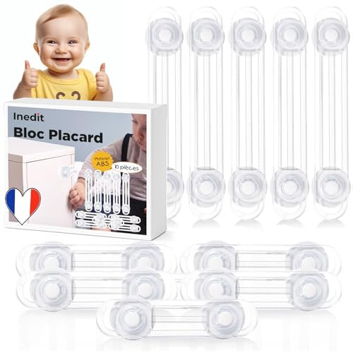 Bloc placard Bebe (10 unités) Sécurité Enfant - Bloque Porte Placard Fenêtre - Protection Sécurite Domestique - Société Française - Sécurité Serrures Enfant Garantie