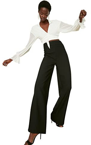 TRENDYOL Damen High Waist Wide Leg Pants, Schwarz, 38 EU