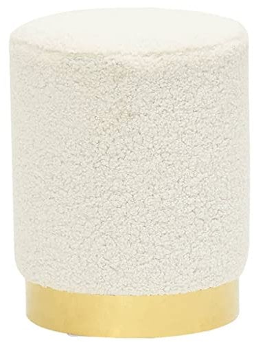 vidaXL Hocker Rund Sitzhocker Polsterhocker Fußhocker Rundhocker Sitzpouf Pouf Puff Sitzpuff Ottomane Schemel für Wohnzimmer Flur Weiß Vlies 28 x 36 cm