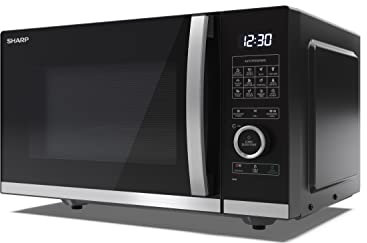 SHARP YC-QG234AU-B 23 Litre 900W Digital FLATBED Microwave with 1000W Grill, 10 power levels, ECO Mode, defrost function, LED cavity light - Black