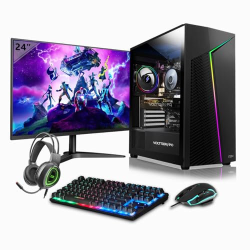 VolttierPC - PC Gaming Completo Intel Core i5 12400F | RTX 5060 8GB | 16GB RAM | 1TB SSD NVMe | WiFi 6 + Bluetooth 5.2 | Windows 11 Pro | Monitor 24 100Hz | Teclado y Ratón RGB Gamer