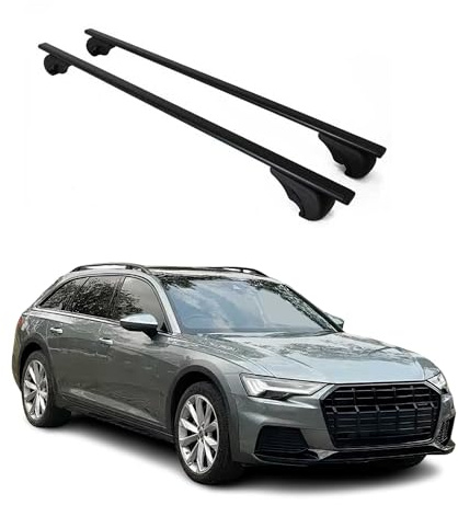 OMAC Dachträger Querträger für Audi A6 C8 Allroad 2018-2025 – Abschließbar – Max. 75 kg – 2 Stangen Schwarz