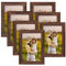 EXYGLO 7er Set Bilderrahmen 10x15 cm, Braune Fotorahmen Collage für 15x10 cm Fotos und Bilder, Dunkler Rahmen Leicht und Dünn - Wand- oder Tischaufsteller