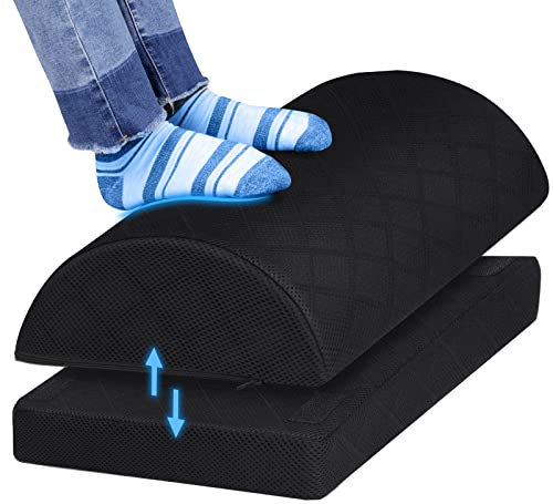 CushZone Foot Rest,Desk & Gaming Accessories,Foot Rest for Under Desk at Work,Comfortable Footrest with 2 Adjustable Heights & Removable Cover, Office Desk Accessories（Black-20 in）