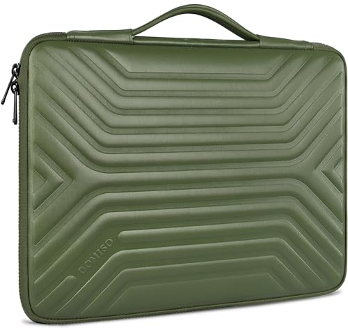 DOMISO 15.6 Inch Laptop Sleeve Case with Handle, Waterproof Shockproof Laptop Protective Carry Case for MacBook Pro, Acer Aspire, HP ENVY, Lenovo IdeaPad, Dell XPS,Olive