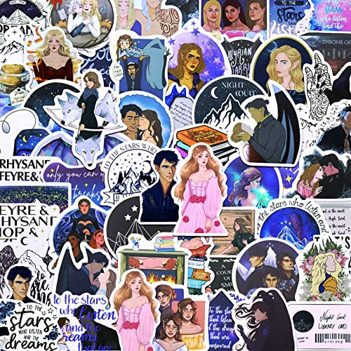 Yezmo 60 Stück Acotar Aufkleber, Acotar Merch Sticker Set Akotar Aufkleber Wasserfeste Vinyl Aufkleber Für Laptop Fahrrad Koffer Kühlschrank Scrapbook Fotoalbum Aesthetic Party