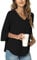 TAOHUADAO Womens Casual V-Neck Work Tunic Top for Leggings 3/4 Sleeve Chiffon Blouse Shirt X-Large, Black