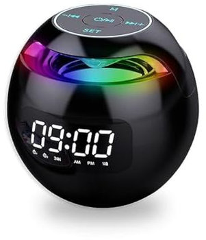 Vendoza Portable Bluetooth LED Alarm Clock with Wireless Speaker and FM Radio, Black, One Size (G-90S)