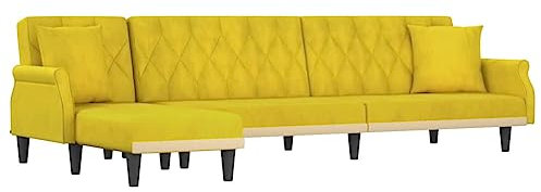 vidaXL Schlafsofa in L Form, Ecksofa mit Schlaffunktion, Bettcouch für Wohnzimmer, Couch Sofa Eckcouch Schlafcouch Samtsofa, Gelb Samt