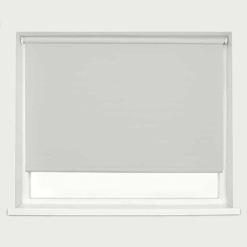 Light Grey Blackout Roller Blinds Thermal Blackout Material Metal Brackets & FIttings 25mm Roller Tube Easy Fit Child Safe Bedroom Office150cm Width x 160cm Length