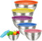 APACALI Mixing Bowl Set of 6, Stainless Steel Mixing Bowls, Mixing Bowl with Airtight Lid, Metal Salad Bowl, Mixing Bowls for Baking Cooking Serving Prepping, 1L/1.4L/2L/2.5L/3.4L/4.1L, Multicolour