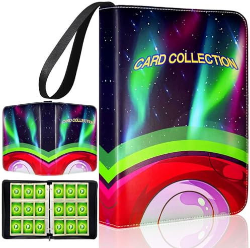 Card Binder 990 Pockets for Game Trading Cards, with 55 Page 9-Pocket Sleeves, Trading Card Holder Case Collector Cards Packs Binders Album with Zipper for Kids Gifts Green